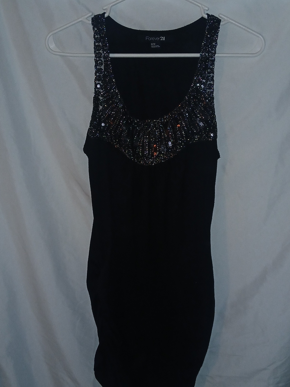 Forever 21 Black Sequin Scoop Neck Mini Dress